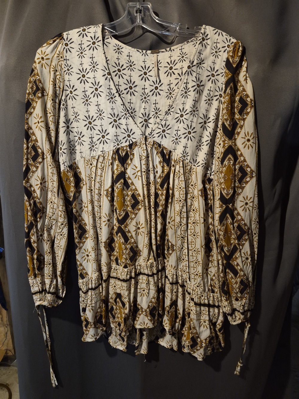 Free People Boho Tunic in Cream, Brown and Black